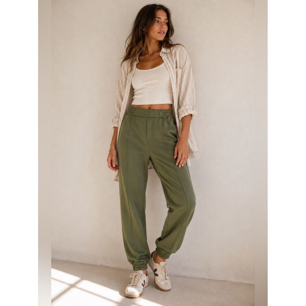 Zella Jogger Pants Womens Green Athleisure Elastic Waist Travel Activewear Small
